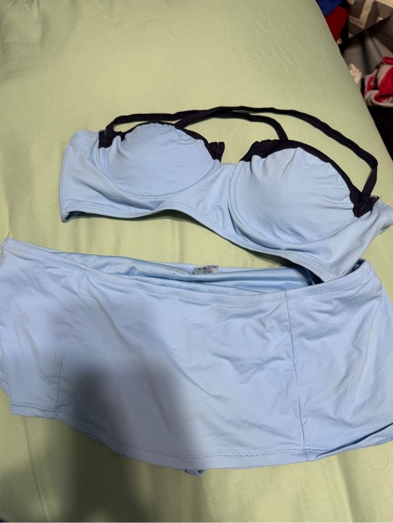 LOFT Other - LOFT Light Blue Bandeau Bikini Set with Dark Navy Straps